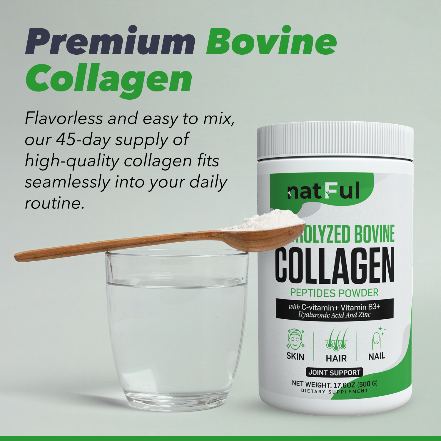 Natful Collagen Peptides Powder – Skin, Hair & Joint Support