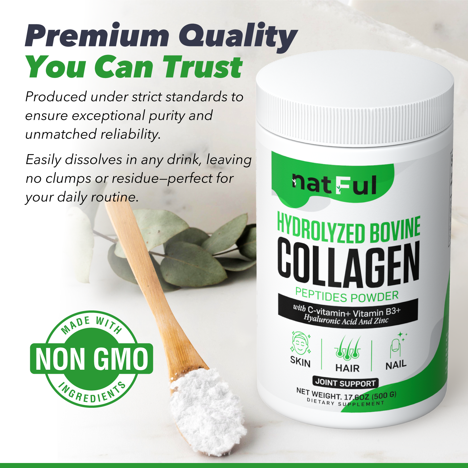Natful Collagen Peptides Powder – Skin, Hair & Joint Support