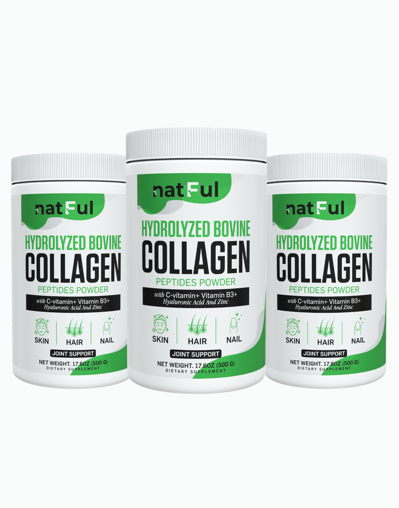 Natful Collagen Peptides 3-Jar Set – 135-Day Supply