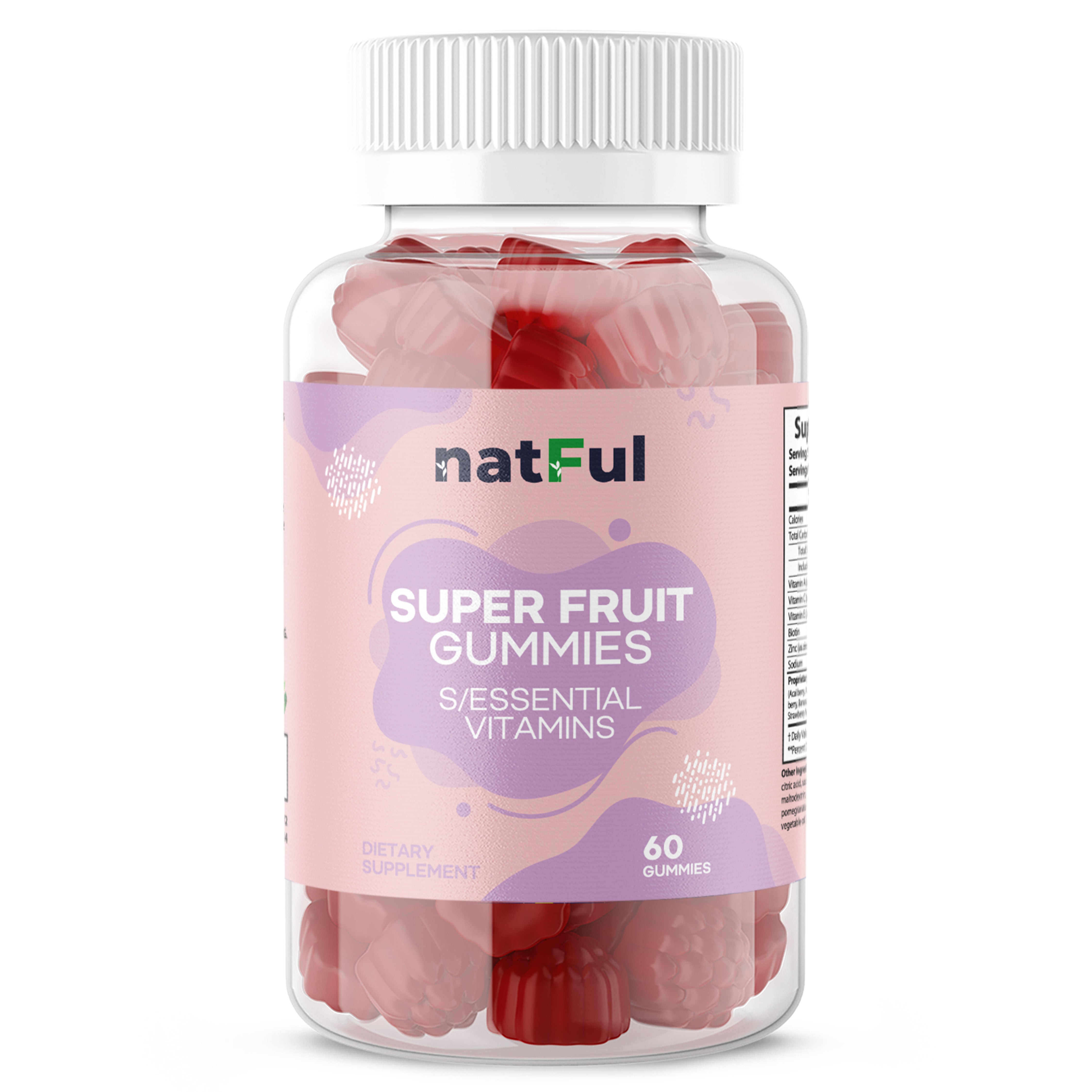 NATFUL Super Fruit Gummies with Essential Vitamins | 7 oz | 60 Gummies