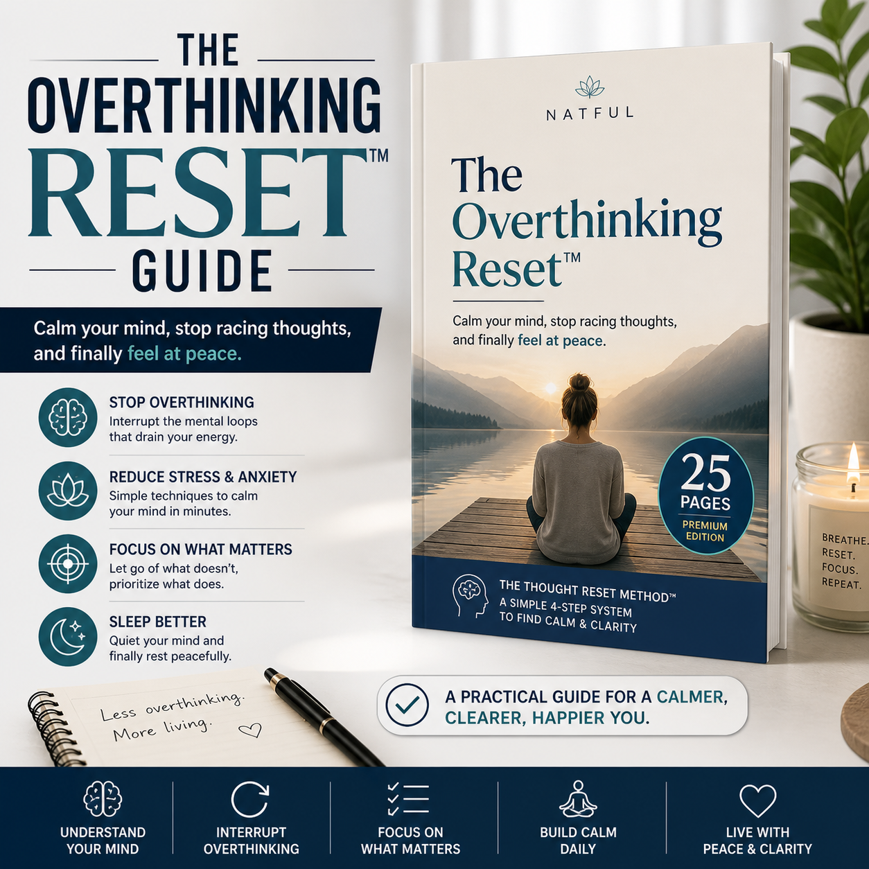 The Overthinking Reset™ Guide Calm Your Mind, Stop Racing Thoughts & Feel in Control Again