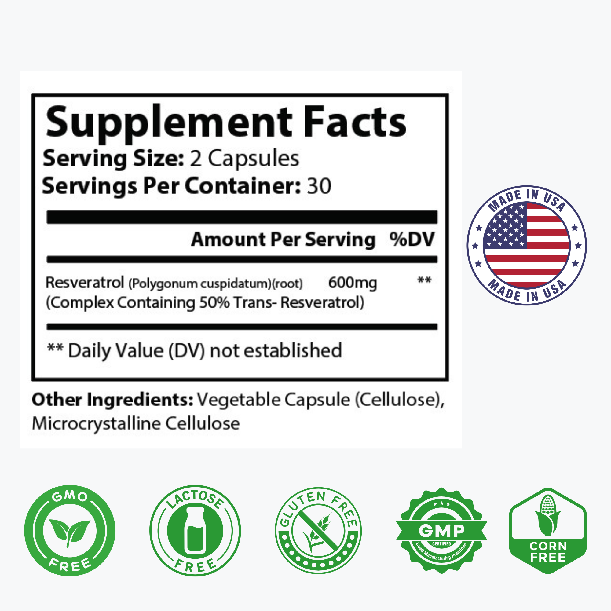 NATFUL Resveratrol – 600 mg High-Potency Antioxidant | 5 oz (60 Capsules)