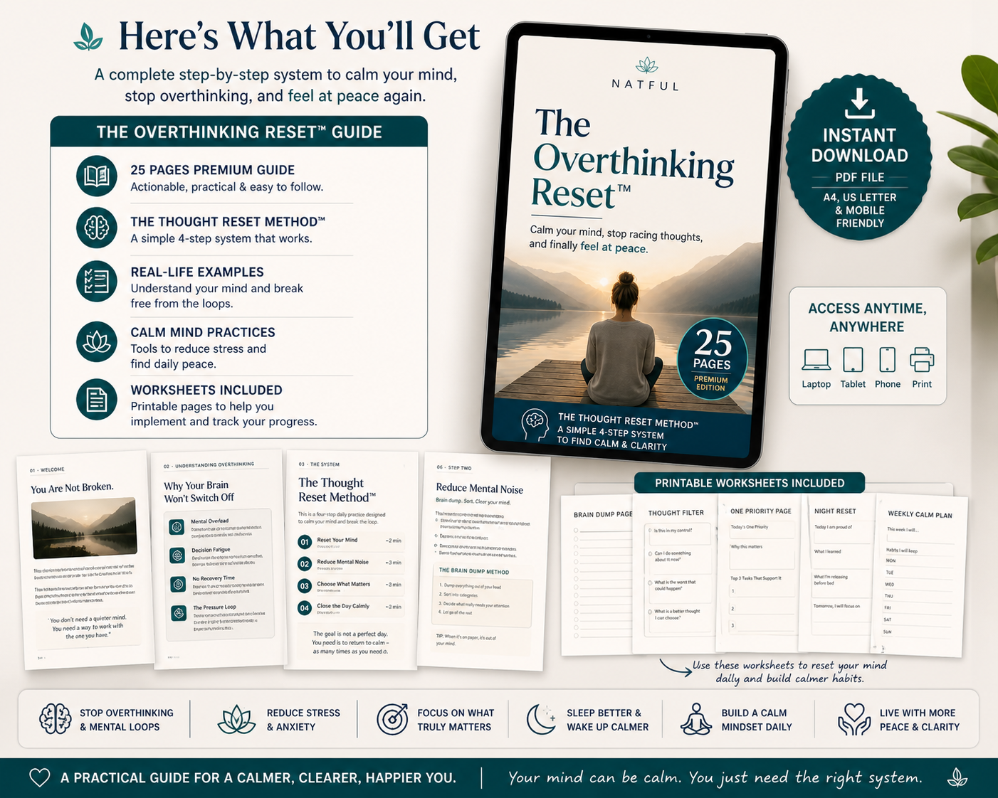 The Overthinking Reset™ Guide Calm Your Mind, Stop Racing Thoughts & Feel in Control Again